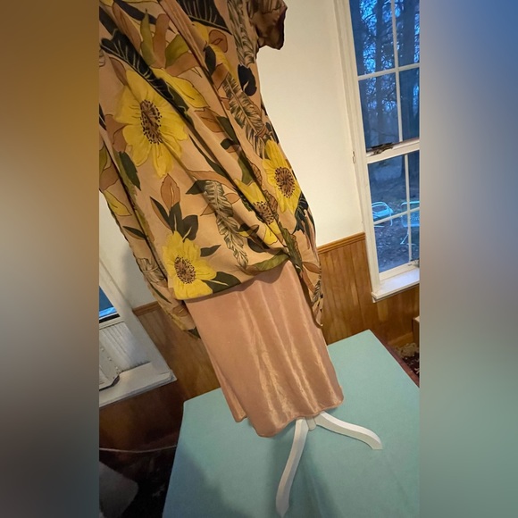 Vintage Brown Floral Dress, Label: A Wild Thyme, Sz 6 - Picture 12 of 16